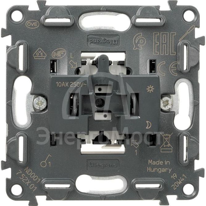 Механизм выключателя 1-кл. СП Valena In&amp;#039;matic 10А IP20 250В 10AX безвинт. зажимы сер. Leg 752001