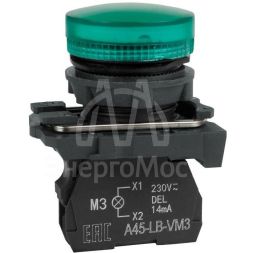 Лампа сигнальная OptiSignal D22 C5-L-M3 зел. пластик 230-240VAC XB5AVM3 КЭАЗ 332188