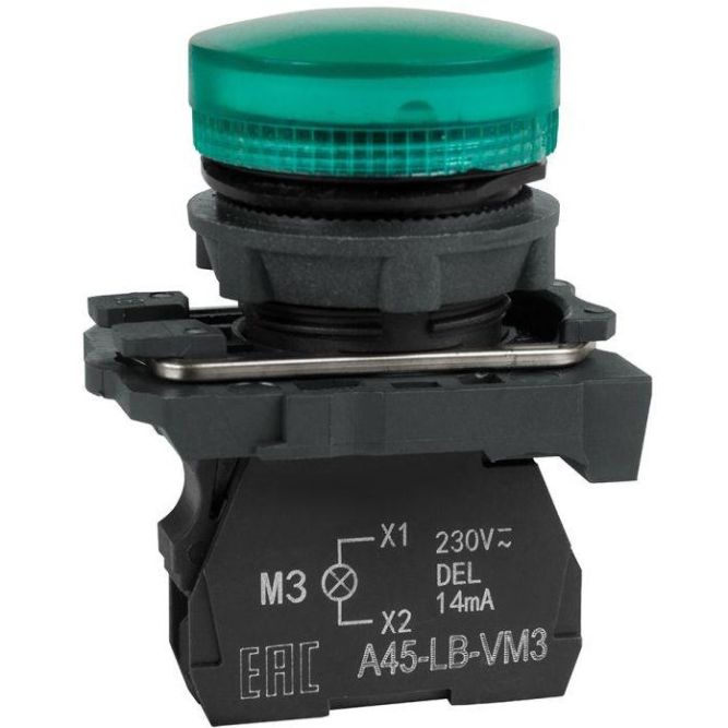 Лампа сигнальная OptiSignal D22 C5-L-M3 зел. пластик 230-240VAC XB5AVM3 КЭАЗ 332188