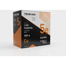Кабель витая пара U/UTP 4х2х24AWG(0.51мм) кат.5E LSZH TOKOV PRO Fluke tested (м) TOKOV ELECTRIC TKP-C06-U42-5E-305-LSZH