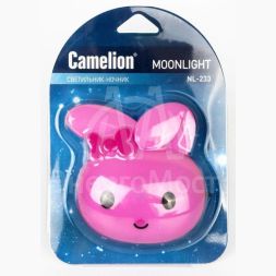 Светильник светодиодный NL-233 &amp;quot;Заяц&amp;quot; 220В ночник с выкл. розов. Camelion 13808