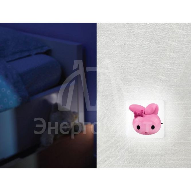 Светильник светодиодный NL-233 &amp;quot;Заяц&amp;quot; 220В ночник с выкл. розов. Camelion 13808