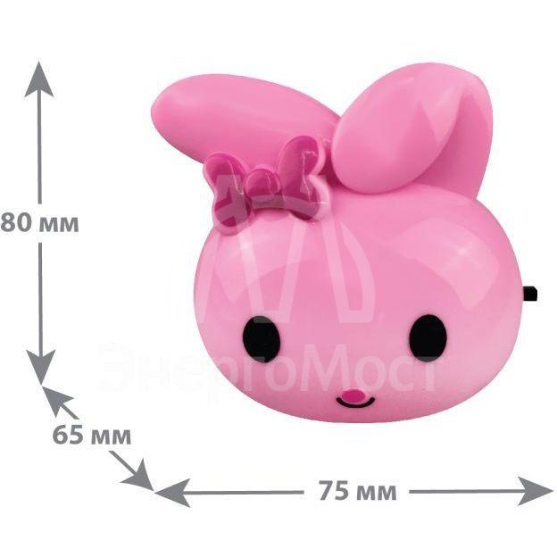 Светильник светодиодный NL-233 &amp;quot;Заяц&amp;quot; 220В ночник с выкл. розов. Camelion 13808