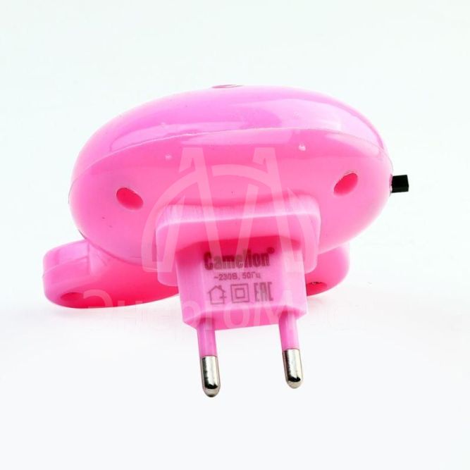 Светильник светодиодный NL-233 &amp;quot;Заяц&amp;quot; 220В ночник с выкл. розов. Camelion 13808