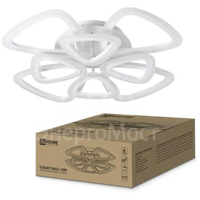 Светильник светодиодный ELEGANT SANSA-120W 120Вт 230В 3000-4000-6500К 8400лм 650х650х130мм с пультом ДУ IN HOME 4690612035383