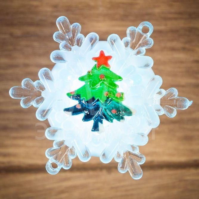 Фигура светодиодная &amp;quot;Елочка на снежинке&amp;quot; RGB на присоске 9.5х9.5см Neon-Night 501-037