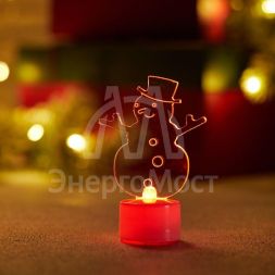 Фигура светодиодная &amp;quot;Снеговик в шляпе&amp;quot; на подставке (батарейки 3хAG13(LR44) в компл.) 10см 1LED IP20 4.5В RGB NEON-NIGHT 501-043