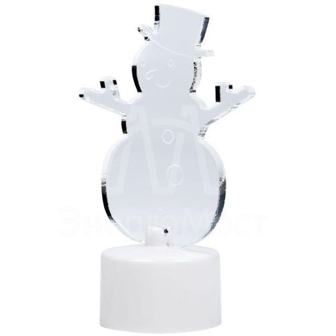 Фигура светодиодная &amp;quot;Снеговик в шляпе&amp;quot; на подставке (батарейки 3хAG13(LR44) в компл.) 10см 1LED IP20 4.5В RGB NEON-NIGHT 501-043