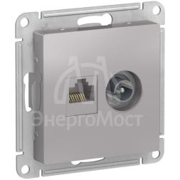 Розетка компьютерная + телевизионная 2-м AtlasDesign RJ45 кат.5E + TV механизм алюм. SchE ATN000389