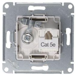 Розетка компьютерная + телевизионная 2-м AtlasDesign RJ45 кат.5E + TV механизм алюм. SchE ATN000389