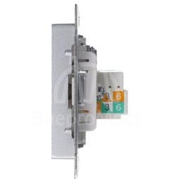 Розетка компьютерная + телевизионная 2-м AtlasDesign RJ45 кат.5E + TV механизм алюм. SchE ATN000389