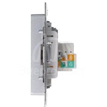 Розетка компьютерная + телевизионная 2-м AtlasDesign RJ45 кат.5E + TV механизм алюм. SchE ATN000389