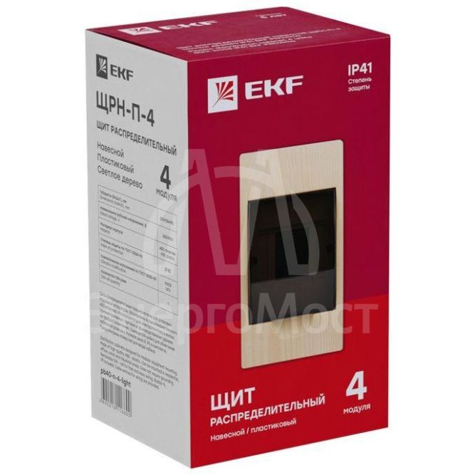 Щит ЩРН-П-4 IP41 светлое дерево PROxima EKF pb40-n-4-light