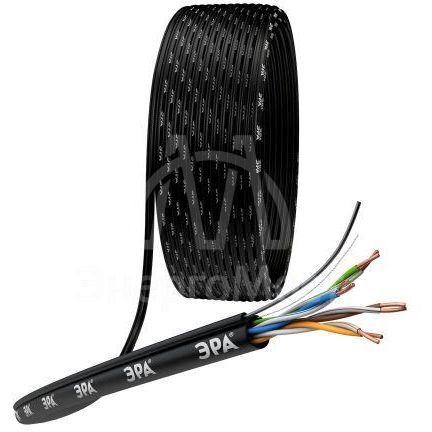 Кабель витая пара U/UTP Cat5e 4х2х24 AWG CU PE+ТРОС OUTDOOR (1/18) (уп.305м) ЭРА Б0044432