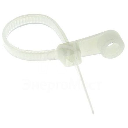 Хомут кабельный 3.6х200 нейл. бел. с отверстием для крепления (уп.100шт) EKF plc-c-o-3.6x200