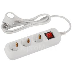 Удлинитель электрический UDL-10-315-ES Greenline 3 розетки с заземлением с выключателем 1.5м ПВС 3х0.75кв.мм Эра Б0065051