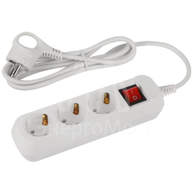 Удлинитель электрический UDL-10-315-ES Greenline 3 розетки с заземлением с выключателем 1.5м ПВС 3х0.75кв.мм Эра Б0065051