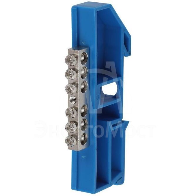 Шина N &amp;quot;ноль&amp;quot; на DIN-изол. ШНИ-6х9-6 никелированная Д син. NO-222-84-1 ЭРА Б0044133