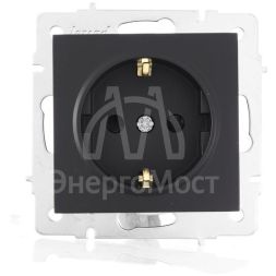 Розетка 1-м СП Vesna с заземл. защ. шторки ПБТ механизм черн. бархат LEZARD 742-4288-124B