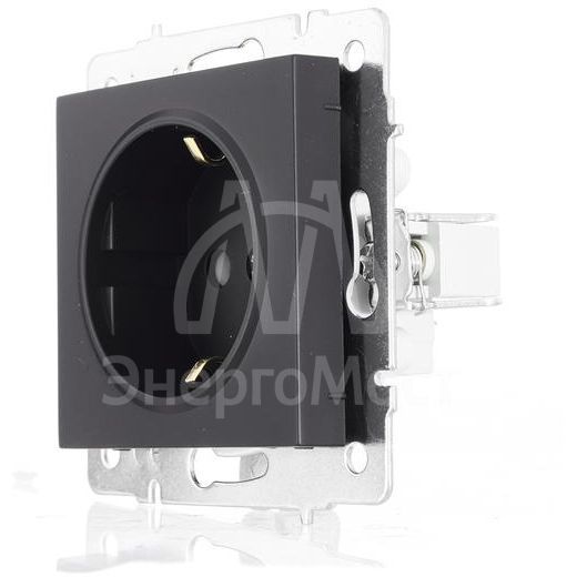 Розетка 1-м СП Vesna с заземл. защ. шторки ПБТ механизм черн. бархат LEZARD 742-4288-124B