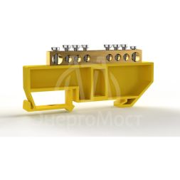 Шина PE &amp;quot;земля&amp;quot; на DIN-изоляторе 6х9мм 8 отвер. латунь TOKOV ELECTRIC TKE-BCB-69-8-DIN/PE