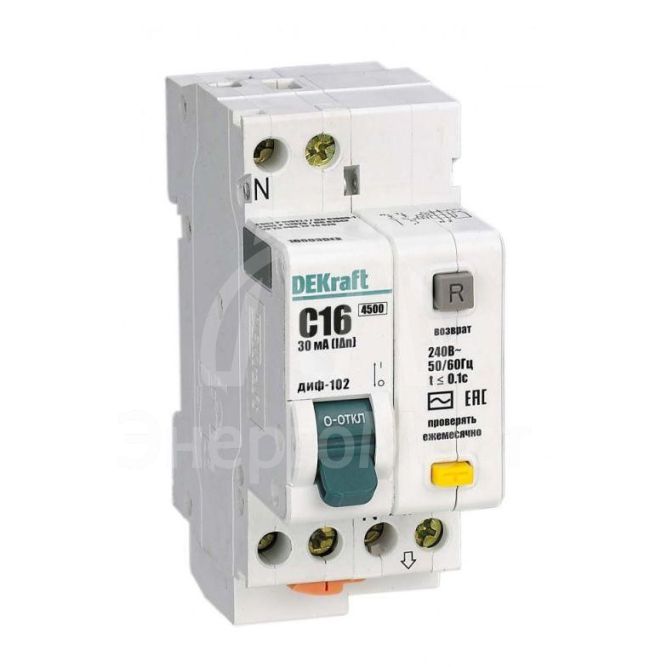 Выключатель автоматический дифференциального тока 2п (1P+N) C 16А 30мА тип AC 4.5кА ДИФ-102 2мод. SchE 16003DEK