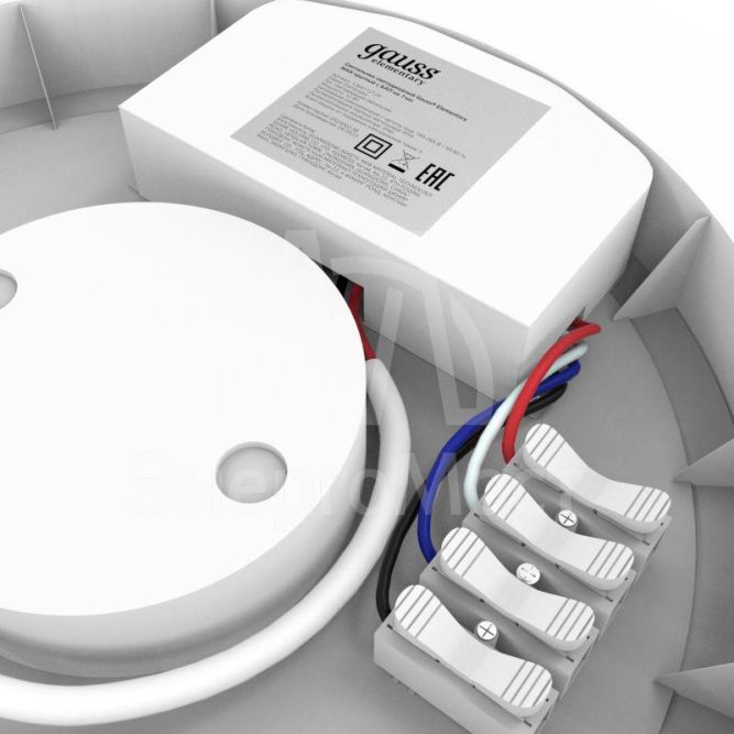 Светильник светодиодный Elementary 12Вт 4000К IP54 1080лм d205х65мм ДБП круг настенно-потолочный с БАП GAUSS 126411212A