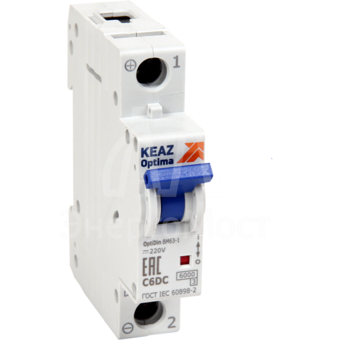 Выключатель автоматический модульный 1п C 10А OptiDin BM63-1C10-DC-УХЛ3 КЭАЗ 261157
