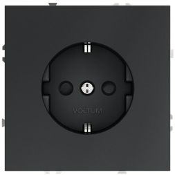 Розетка 1-м СП S70 16А с заземл. защ. шторки механизм графит Voltum VLS040207