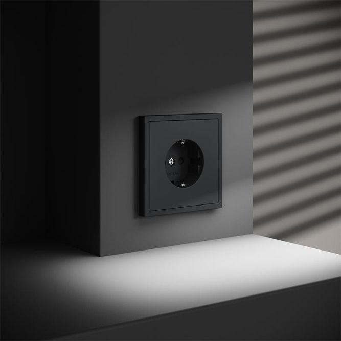 Розетка 1-м СП S70 16А с заземл. защ. шторки механизм графит Voltum VLS040207