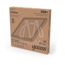 Светильник светодиодный 595х595х19 36Вт 4000К 2900лм IP20 офисный призм. + кабель Gauss 842123227