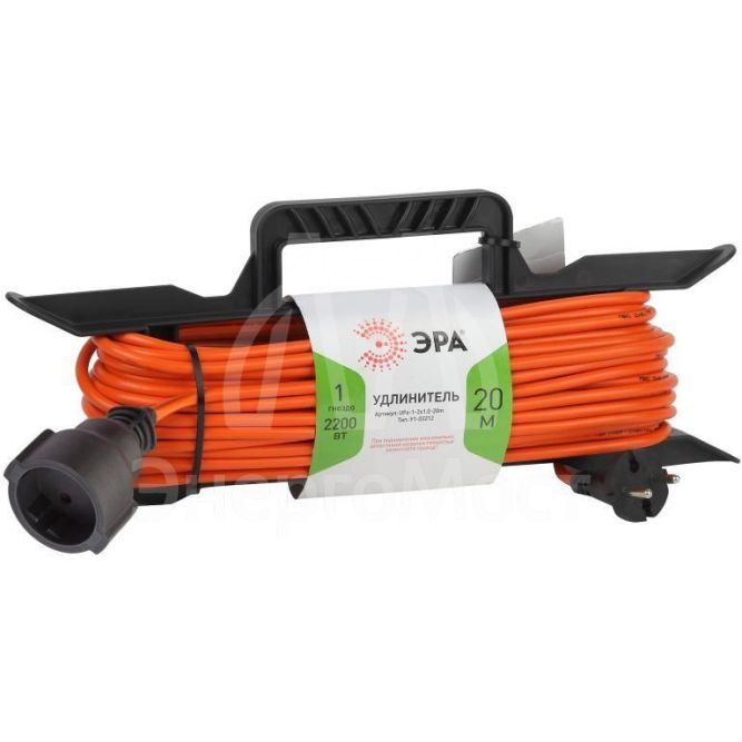 Удлинитель силовой UFx-1-2x1.0-20m-IP44 на рамке б/з 1 гнездо 20м ПВС 2х1 Эра Б0043040