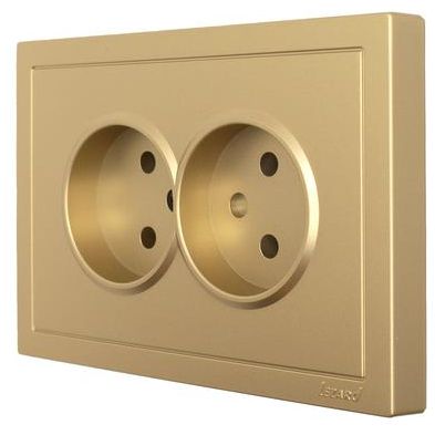 Розетка 2-мест. б/з СП ZIMA IP20 16А ПБТ безвинт. зажим зол. LEZARD 704-3600-128BQC