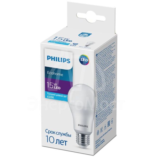 Лампа светодиодная Ecohome LED Bulb 15Вт 1450лм E27 865 RCA Philips 929002305317
