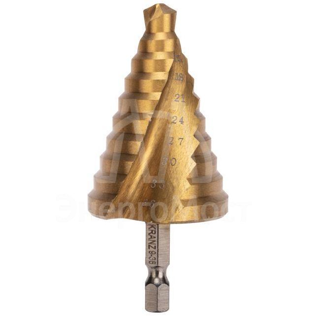 Сверло по металлу ступенчатое 9.0-36.0мм &amp;quot;ТИТАН&amp;quot; Kranz KR-12-6614