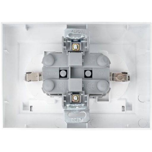 Розетка 2-м СП Минск 16А IP44 с заземл. защ. шторки с крышкой бел. EKF ERR16-129-200-44