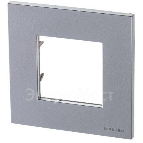 Рамка 1-м 2мод. Zenit серебристый ABB 2CLA227100N1301