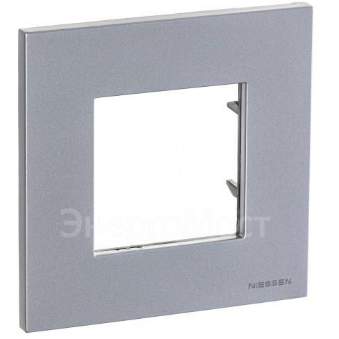 Рамка 1-м 2мод. Zenit серебристый ABB 2CLA227100N1301