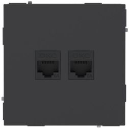 Розетка компьютерная 2-м KANT RJ45 кат.6A без шторки черн. уголь DKC 7012674