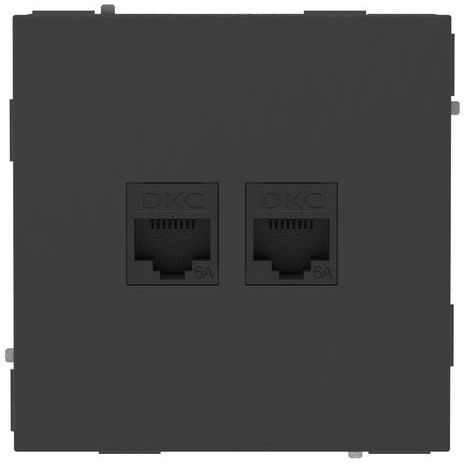 Розетка компьютерная 2-м KANT RJ45 кат.6A без шторки черн. уголь DKC 7012674