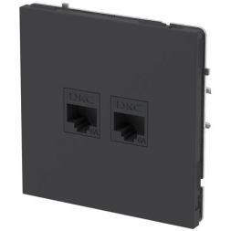 Розетка компьютерная 2-м KANT RJ45 кат.6A без шторки черн. уголь DKC 7012674