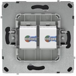 Розетка компьютерная 2-м KANT RJ45 кат.6A без шторки черн. уголь DKC 7012674