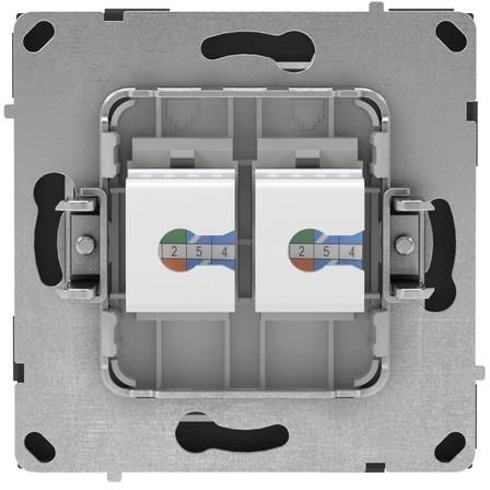 Розетка компьютерная 2-м KANT RJ45 кат.6A без шторки черн. уголь DKC 7012674