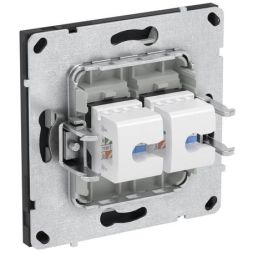 Розетка компьютерная 2-м KANT RJ45 кат.6A без шторки черн. уголь DKC 7012674