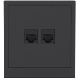 Розетка компьютерная 2-м KANT RJ45 кат.6A без шторки черн. уголь DKC 7012674