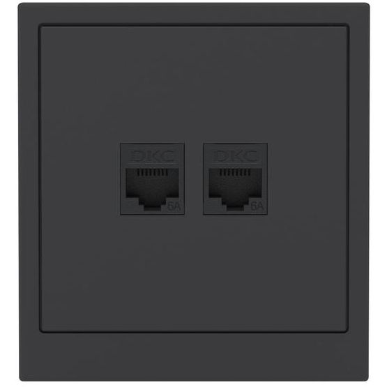 Розетка компьютерная 2-м KANT RJ45 кат.6A без шторки черн. уголь DKC 7012674