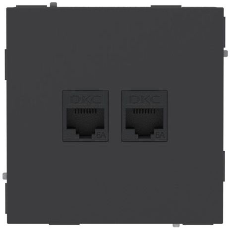 Розетка компьютерная 2-м KANT RJ45 кат.6A без шторки черн. уголь DKC 7012674