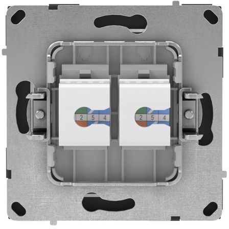 Розетка компьютерная 2-м KANT RJ45 кат.6A без шторки черн. уголь DKC 7012674