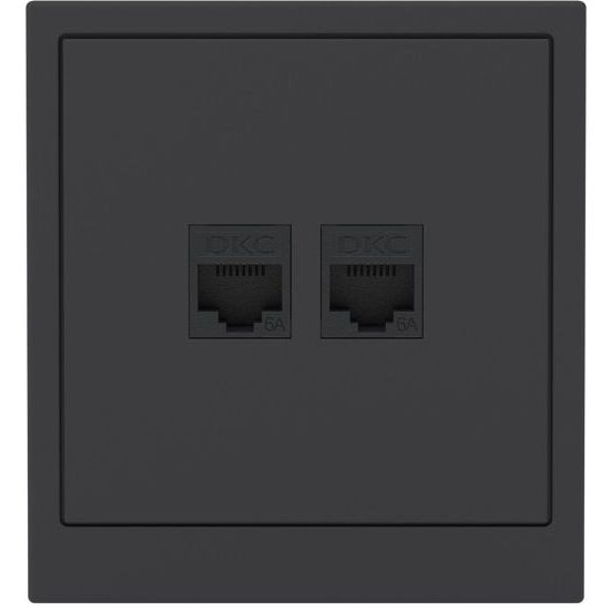 Розетка компьютерная 2-м KANT RJ45 кат.6A без шторки черн. уголь DKC 7012674