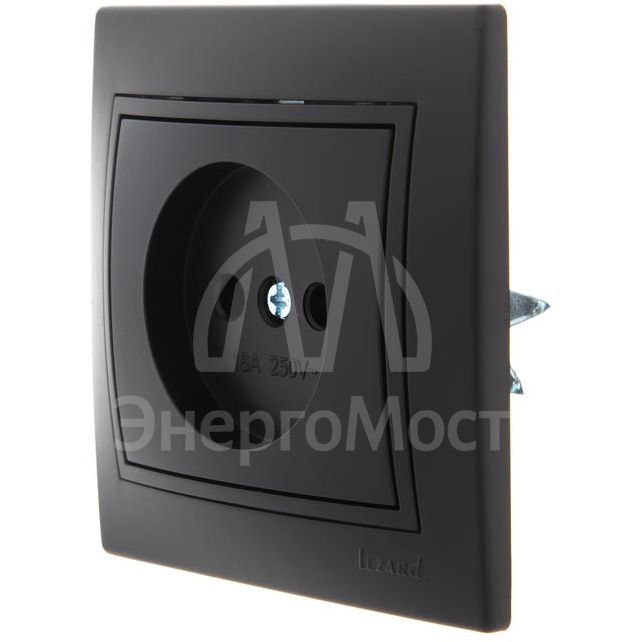 Розетка 1-м СП Мира 16А IP20 без заземл. керам. черн. бархат со вставкой LEZARD 701-4242-121